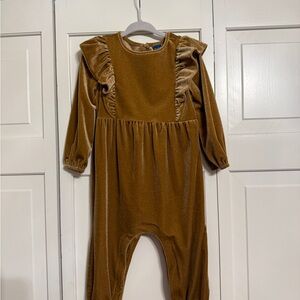 Old Navy Velvet Jumpsuit in Brown/Gold 18-24m